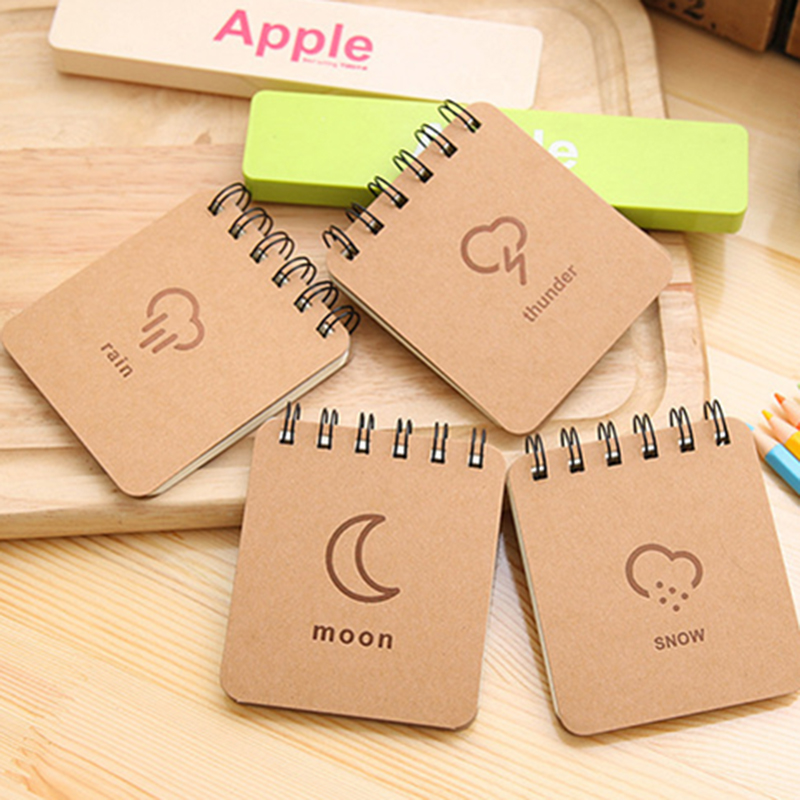 Sổ tay Notepad kiểu dáng Retro Gió, Mặt trăng, Tuyết và Mưa, dự báo thời tiết dễ thương